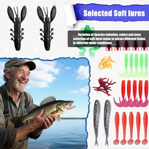 Fishing Gear FishingLures Tackle Box 84PCS Bass Kit Animated Lure (84pcs)