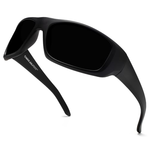 XL Z87 Sports Sunglasses for Big Heads Men 8700 (Black/Super Dark)
