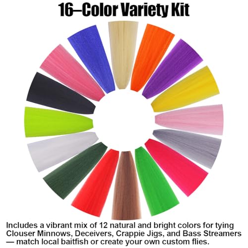 Faux Bucktail Fly Tying Materials Kit (16-Color Set)