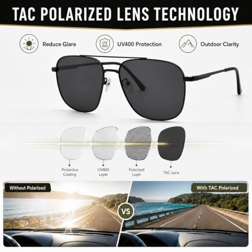 XXL Aviator Polarized Sunglasses 158mm Extra Wide Men