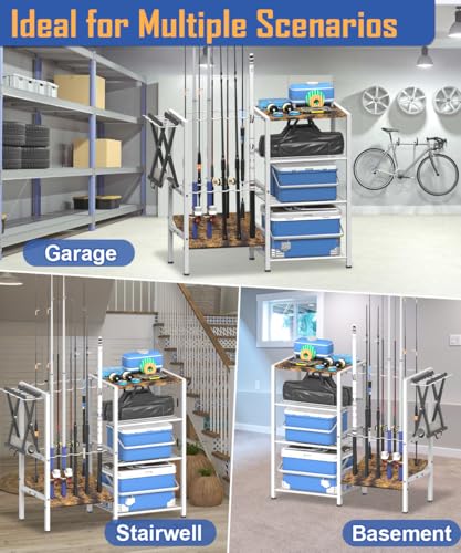 Fishing Rod Holders for Garage (White)