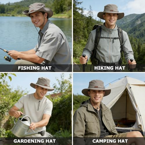 Waterproof Wide Brim Bucket Sun Hat Boonie Hat for Men & Women D Grey (D Grey)