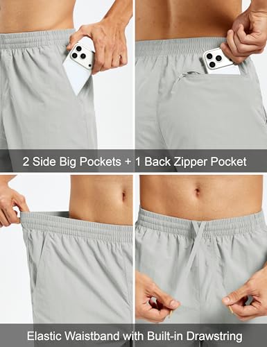 Men's Hiking Fishing Shorts UPF 50+ Quick Dry Lightweight 6" Summer Casual Shorts with Zipper Pockets LightGrey (Medium / Lightgrey)