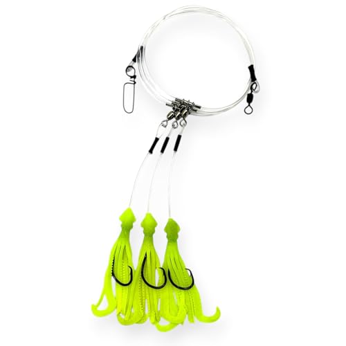 Tackle Deep Drop Rig (Chartreuse Glow / 8/0 – 3 Hook)