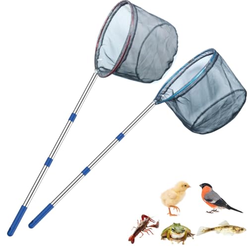 Fishing Net 2 Pack Retractable Lightweight Landing Net with Aluminum Rod Handle Fishing Nets for Youth Catch and Release Butterfly Nets