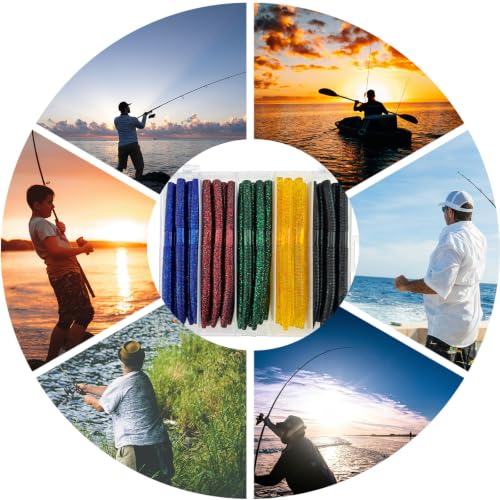 5 Colors 40 Pack Senko Worms for Bass Fishing (Set B (40pcs-0.35oz/5.5in))
