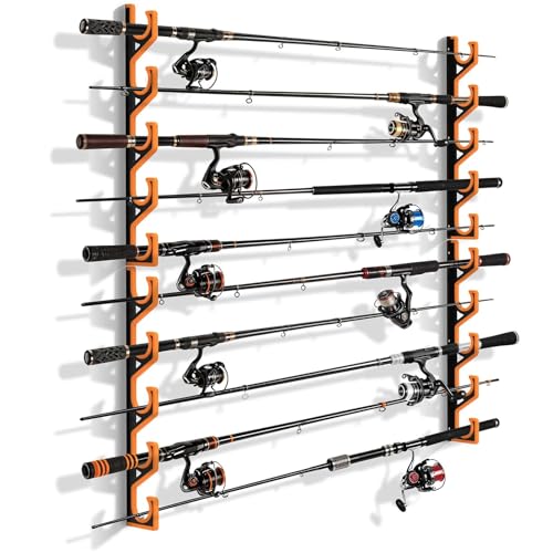 Horizontal Fishing Rod Pole Holders for Garage Wall and Ceiling