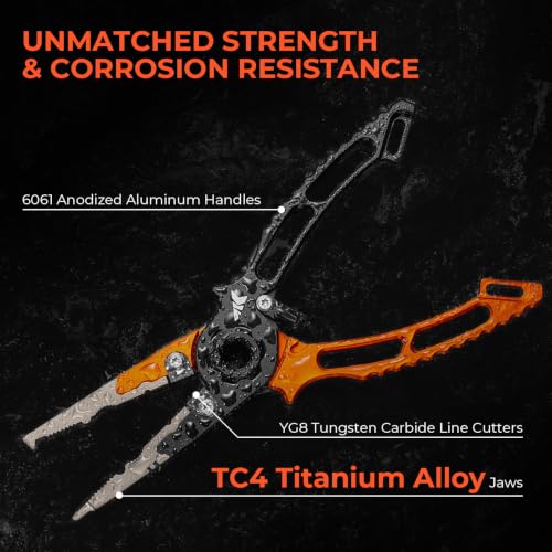 Ti Forge Titanium Jaw Fishing Pliers (7.6" Titanium Jaw Plier-Orange+Black)