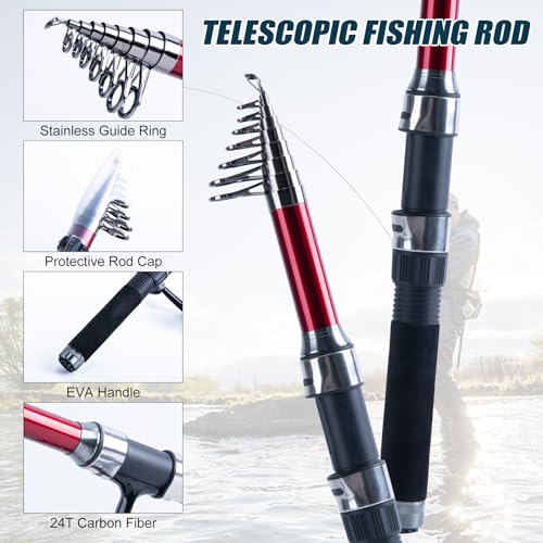 2 Pack Fishing Rod and Reel Combo with Carrier Bag
