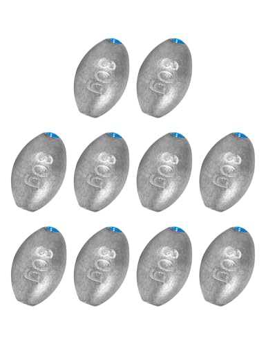 Egg Sinkers Fishing Weights Oval Shaped Fishing Sinkers Lead Fishing Sinker for Saltwater Fishing (#5 1oz, 10pcs)