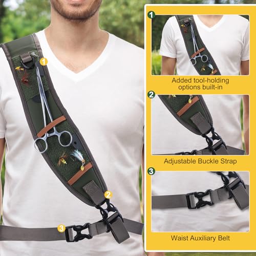 Waterproof Fly Fishing Sling Pack (C1:13L Green Waterproof Bag & Wader Bag)