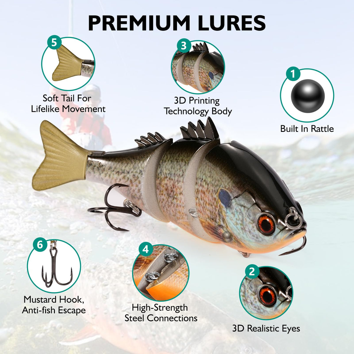 3 Pieces Swimbait Fishing Lures (H)