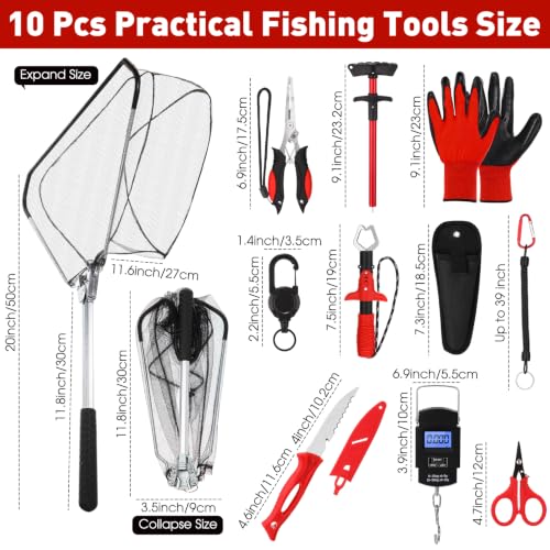 10 Pcs Fishing Tool Kit (Red)