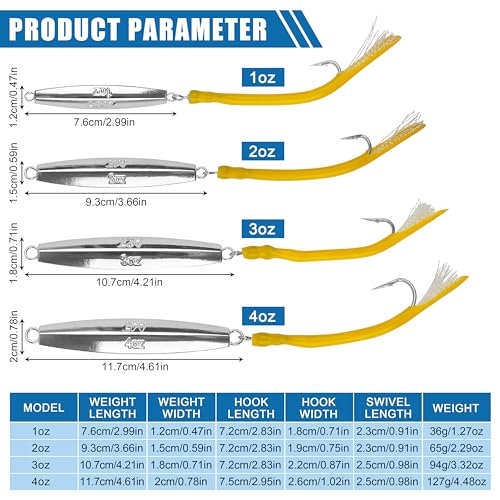 Diamond Jigs Saltwater Fishing Lures (Yellow-1pc / 3oz)