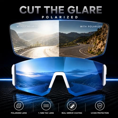 3 Pack Polarized Sports Sunglasses UV400 (A4-black+white Blue+white Pink)