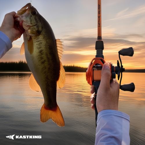 Lethal Blaze Baitcasting Fishing Reel (Right- Shiny Orange- 7.3:1)