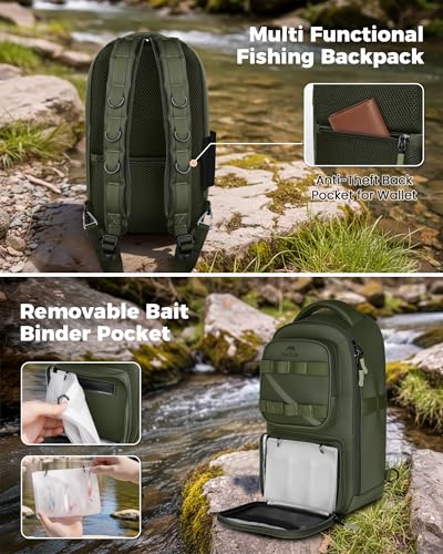 Fishing Sling Bag for Men (Olive Green / 14.1 X 8.7 X 5.7 inches)