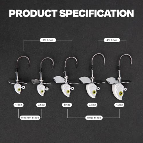 10 Pack Asymmetrical Spin Fishing Jig Head