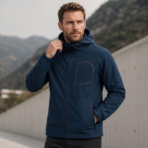 Mens Windbreaker Jackets Light Weight Rain Jacket Water Resistant (X-Large / Dark Brown)