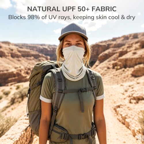 Unisex UPF 50+ Bamboo Viscose Neck Gaiter 2 Pack (Platinum/Steel Blue)