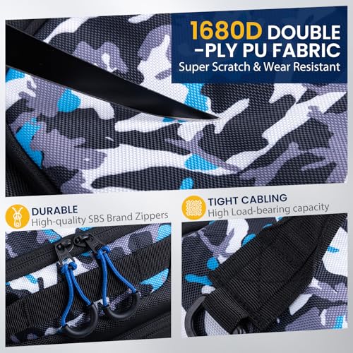 Camouflage Fishing Tackle Bag (Blue Camouflage / 1680d Double-strand Pu Backpack + (3)3600 Trays)