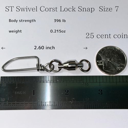 Ball Bearing Swivels with Coastlock Snap Fishing Swivel Made in Japan (#7 (396lb) 10pcs)