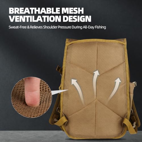 Fishing Backpack with Rod Holder (Khaki)