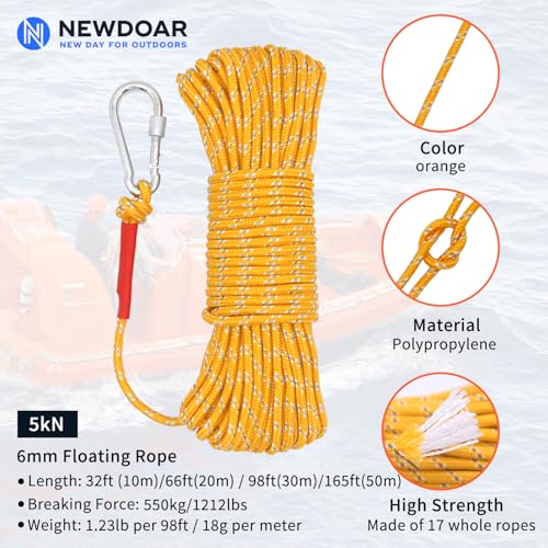 6mm Marine Floating Rope High (Yellow / 33FT-10M)
