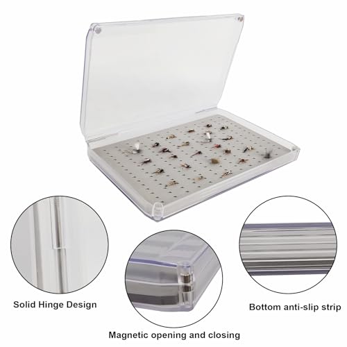 Deep Clear Fly Fishing Box Magnetic Closure Fly Tackle Organizer (H055LB-8.94 × 5.71 × 1.14 inch)