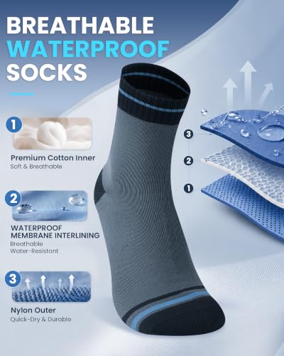 Waterproof Socks for Men (Large / Gray/Black)