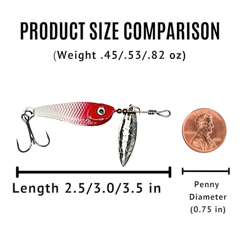 5 - Pack - Ice Fishing Jigs, Spinner Jig, Fishing Lure, Freshwater Fishing - Metal