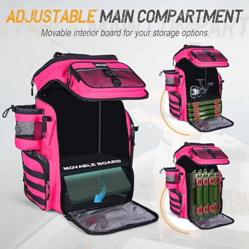 Fishing Backpack with 4 Tackle Boxes (A3:pink(4 Tackle Boxes Included))