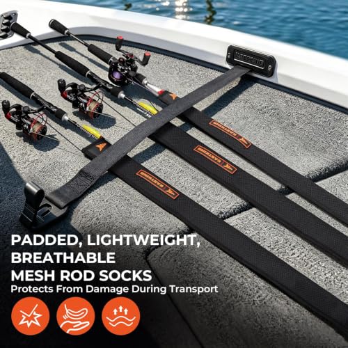 MeshGuard Fishing Rod Sleeves (Black 1 Pcs / Spinning)