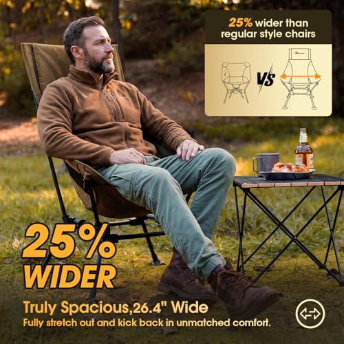 Oversized High Back Camping Chair for Adults (Brown)