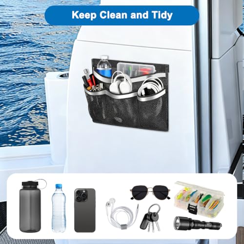 3PCS Boat Storage Mesh Bag (black-3pcs)