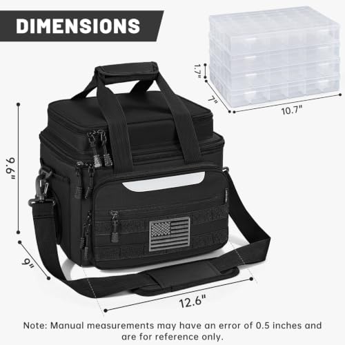 Fishing Tackle Bags with 4 * 3600 Tackle Boxes (Black / With 4 Tackle Boxes)
