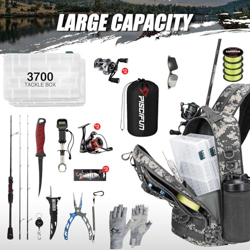 Lightweight Fishing Backpack (Digital Camouflage / Large)