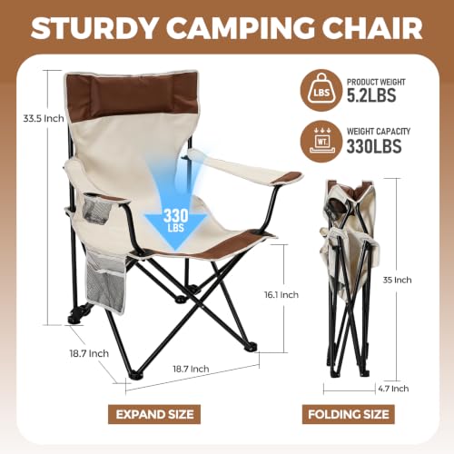 Camping Chairs 2Pack Beach Outdoor Chair for Adults Folding Lawn Chair with Cup Holder and Adjustable Backrest Carry Bag Included for Tailgating