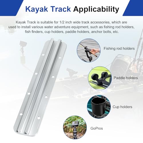 Kayak Track Kayak Rail Accessories Mount for Fishing Rod (8 In)