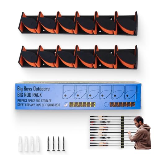Wall Mounted 2 Pack Veritcle Fishing Rod Holder Holds Up to 6 Rods or Combos up to 12