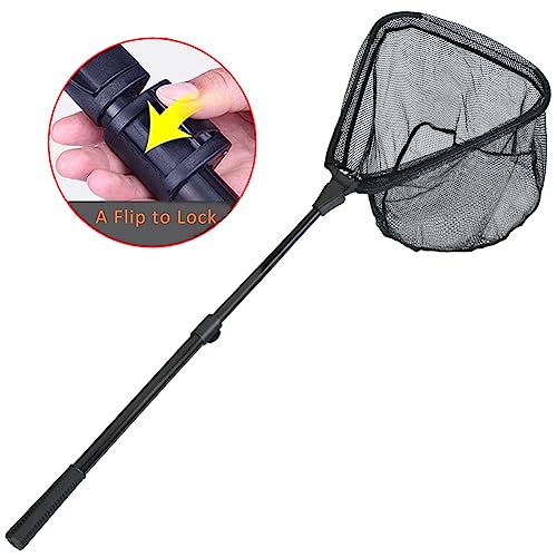 Fishing Landing Net with Telescoping Pole Handle Extends to 63 inches (G: Aircraft-grade Aluminum Handle, 71" Full)