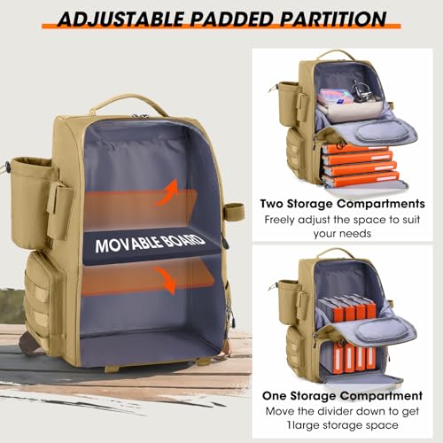 Fishing Backpack 40L Tackle Backpack with Rod Holders & Cooler (Khaki)