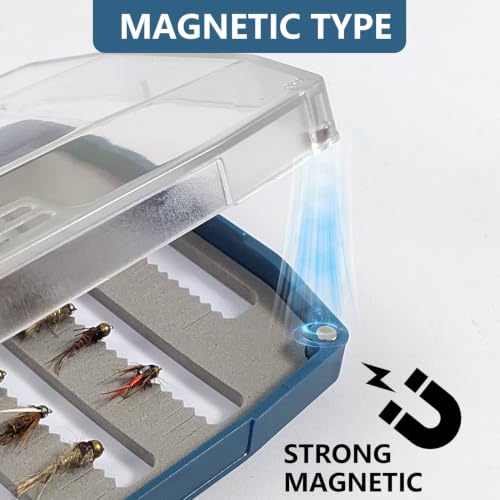 Deep Clear Fly Fishing Box Magnetic Closure Fly Tackle Organizer (G040A-7.16 × 3.63 × 0.9 inch)