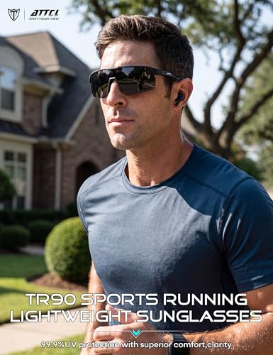 Lightweight Running Sunglasses Women Men Wrap Around UV400 Sports (2026-black Frame-grey Lens /Not Mirrored)