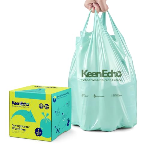 5 Gallon 200 Counts Small Green Trash Bags with Handle (Green 5 Gal / 1 Dispenser Box(4 Rolls))