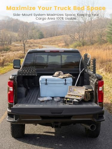 Upgraded Truck Bed Fishing Rod Rack (6 Rods for Truck Bed)