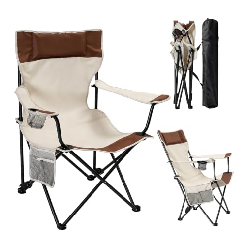 Camping Chairs 2Pack Beach Outdoor Chair for Adults Folding Lawn Chair with Cup Holder and Adjustable Backrest Carry Bag Included for Tailgating