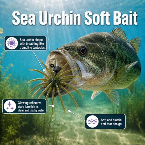 4PCS Urchin Baits for Bass Fishing (Green Pumpkin / 4PCS-4.3in-Large)