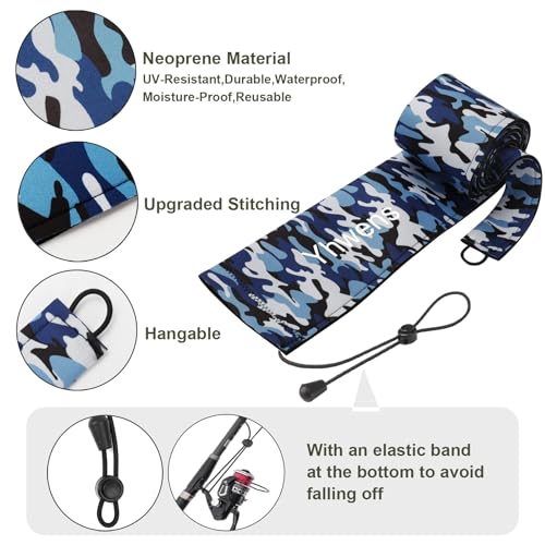 Neoprene Fishing Rod Sleeve Rod Sleeves Fishing Pole Sleeve Rod Socks for Fishing Poles Rod Cover Rod Protector Durable for Casting Spinning Trolling Sea Fishing Rod Storage