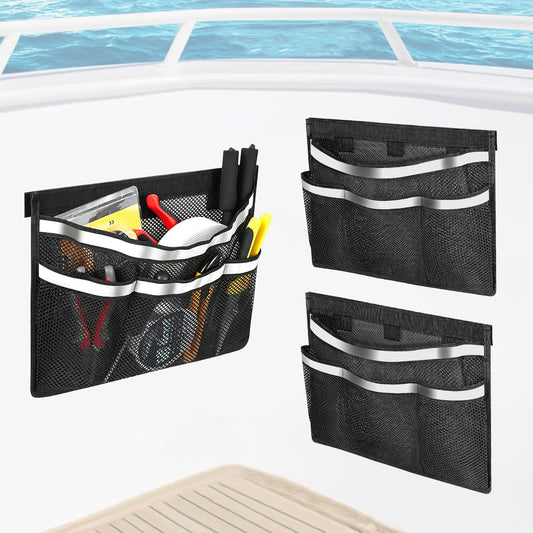 3PCS Boat Storage Mesh Bag (black-3pcs)